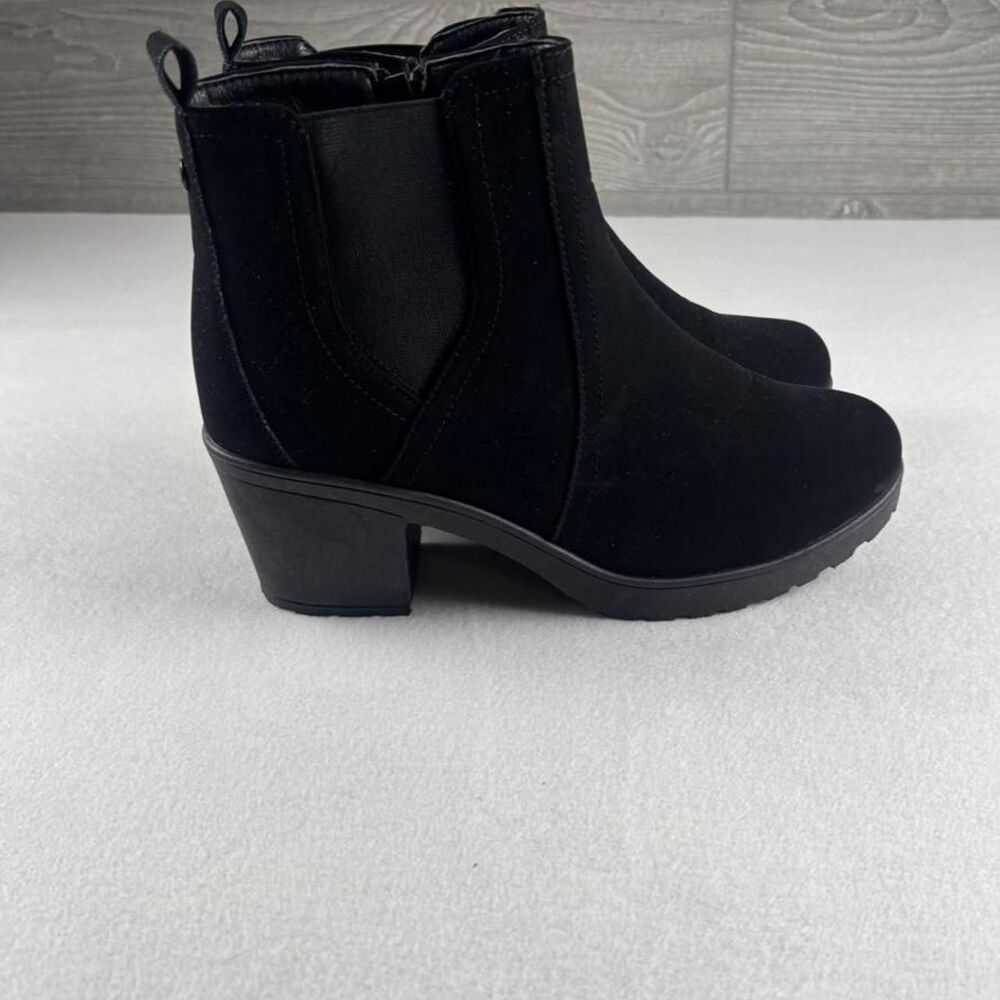 Daisy Fuentes Black Ankle Boots Womens 11 Chelsea Booties Block Heel Lug Sole